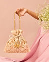 Mohey Women Beige Satin Potli Bag