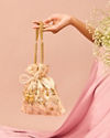 Mohey Women Beige Satin Potli Bag