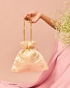 Mohey Women Beige Satin Potli Bag