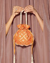 Mohey Women Vibrant Orange Potli Bag