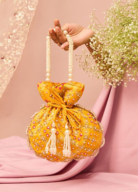 Mohey Women Mustard Yellow Potli Bag