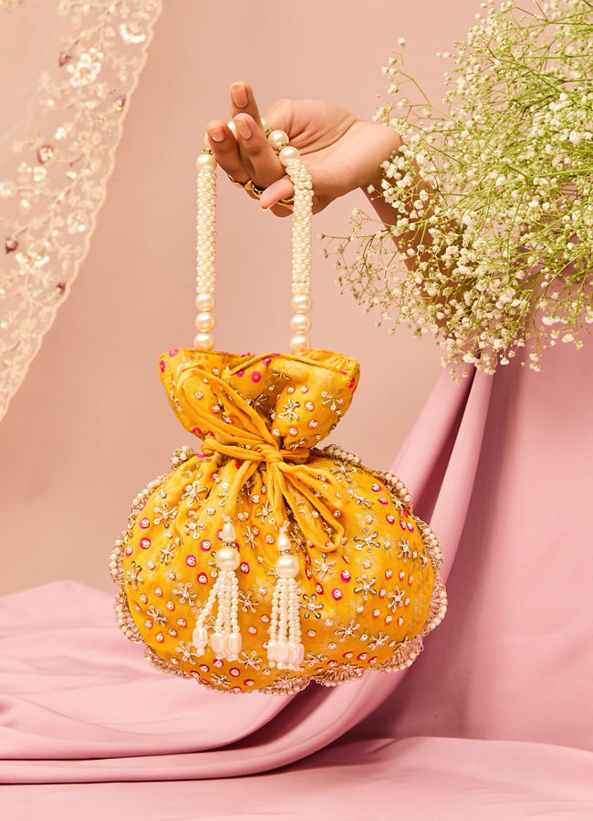 Mohey Women Mustard Yellow Potli Bag