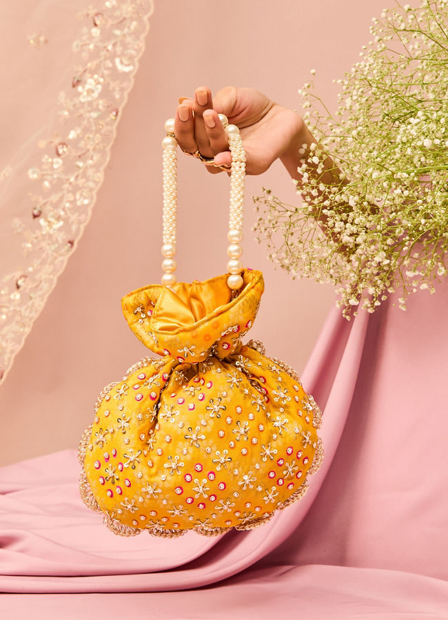 Mohey Women Mustard Yellow Potli Bag