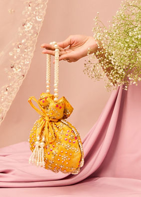 Mohey Women Mustard Yellow Potli Bag