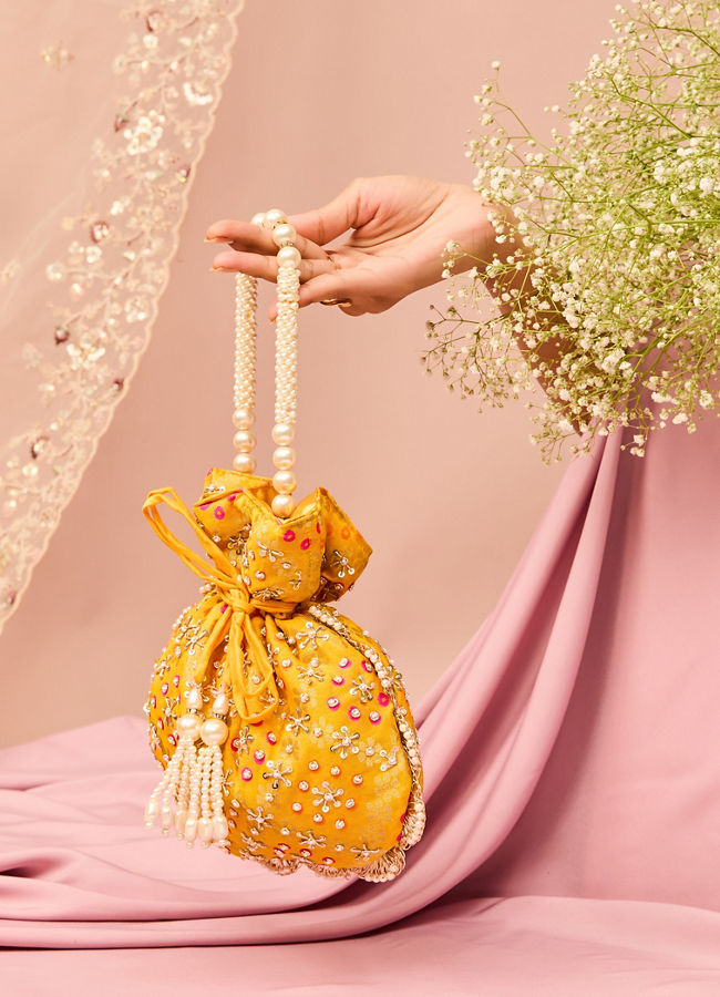 Mohey Women Mustard Yellow Potli Bag