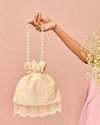 Mohey Women Splendid Cream Satin Potli Bag