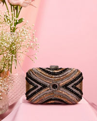Mohey Women Black Velvet Elegance Clutch Bag