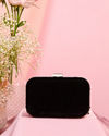 Mohey Women Black Velvet Elegance Clutch Bag