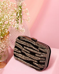 Mohey Women Velvety Charm Grey Black Cluch Bag