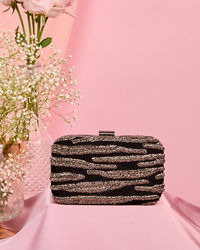 Mohey Women Velvety Charm Grey Black Cluch Bag