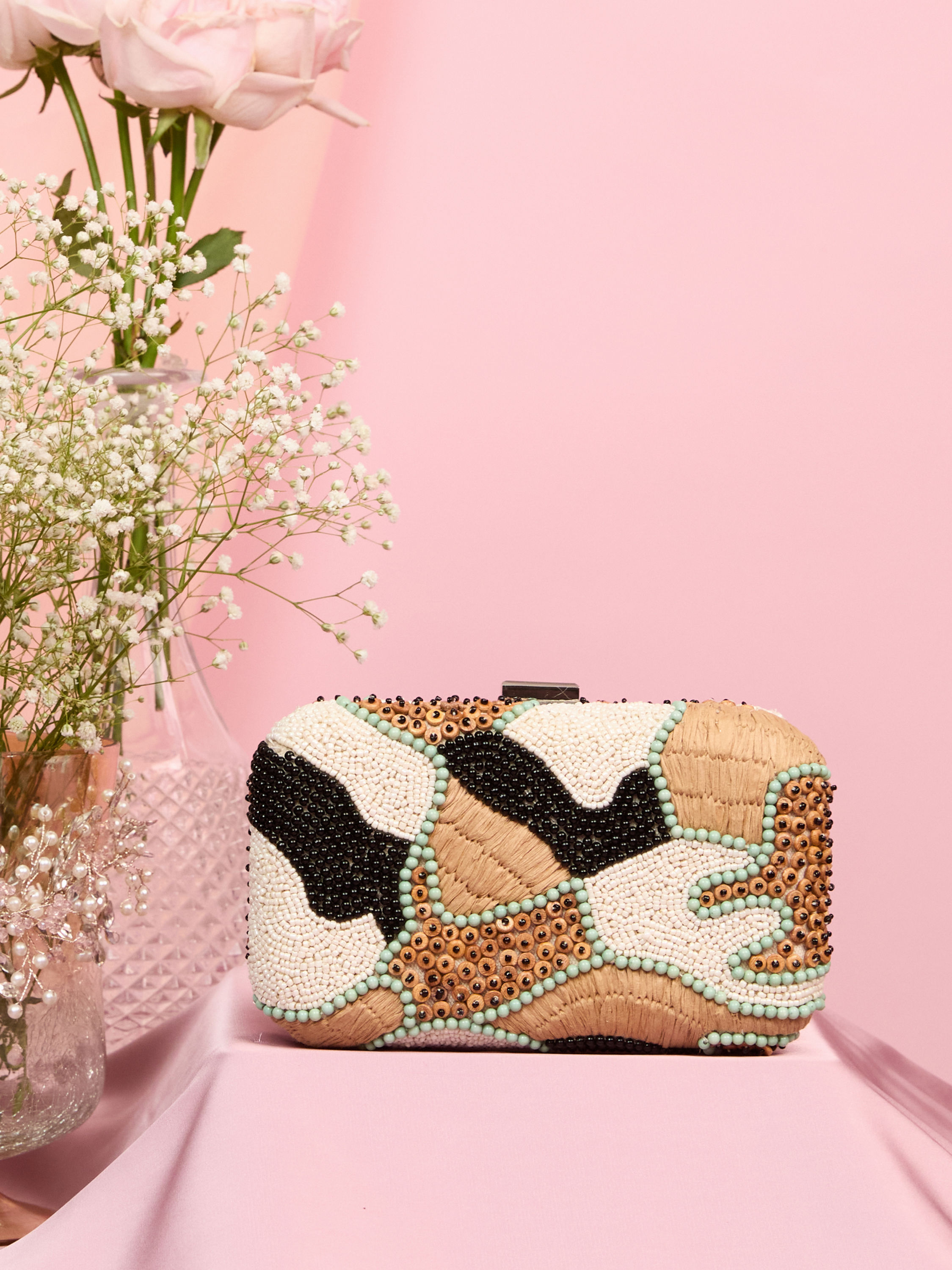 Mohey Women Beige Charm Clutch Bag