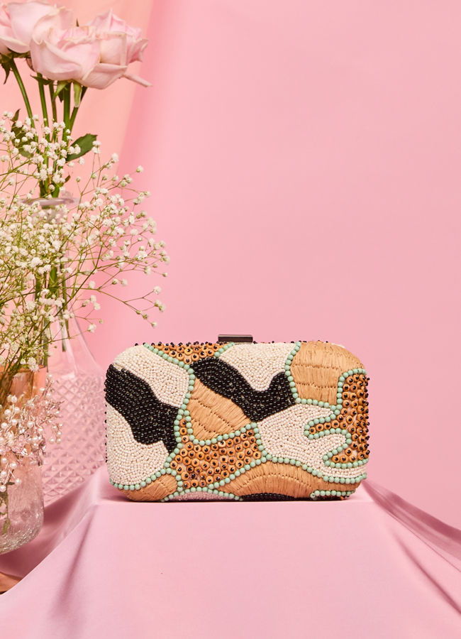 Mohey Women Beige Charm Clutch Bag