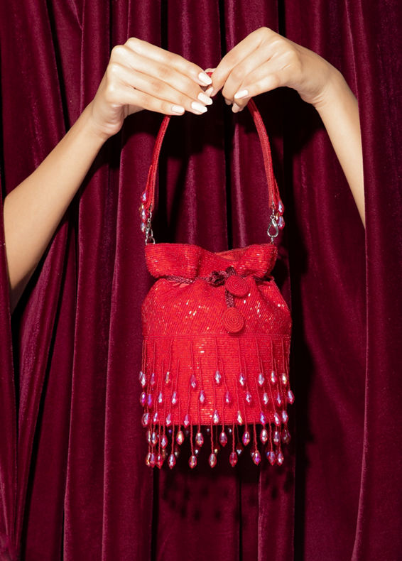 Mohey Women Radiant Red Festive Potli Bag