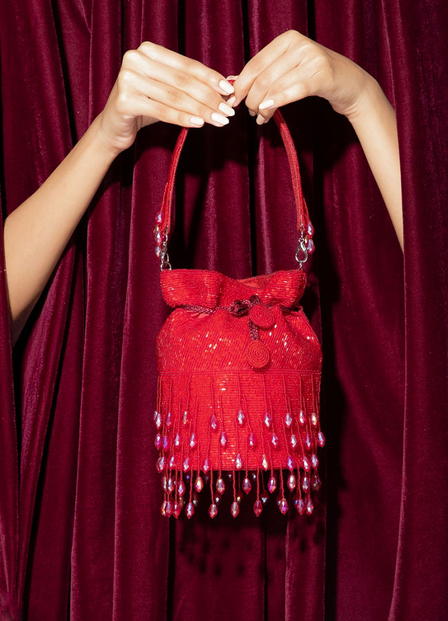 Mohey Women Radiant Red Festive Potli Bag