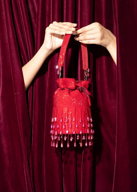 Mohey Women Radiant Red Festive Potli Bag