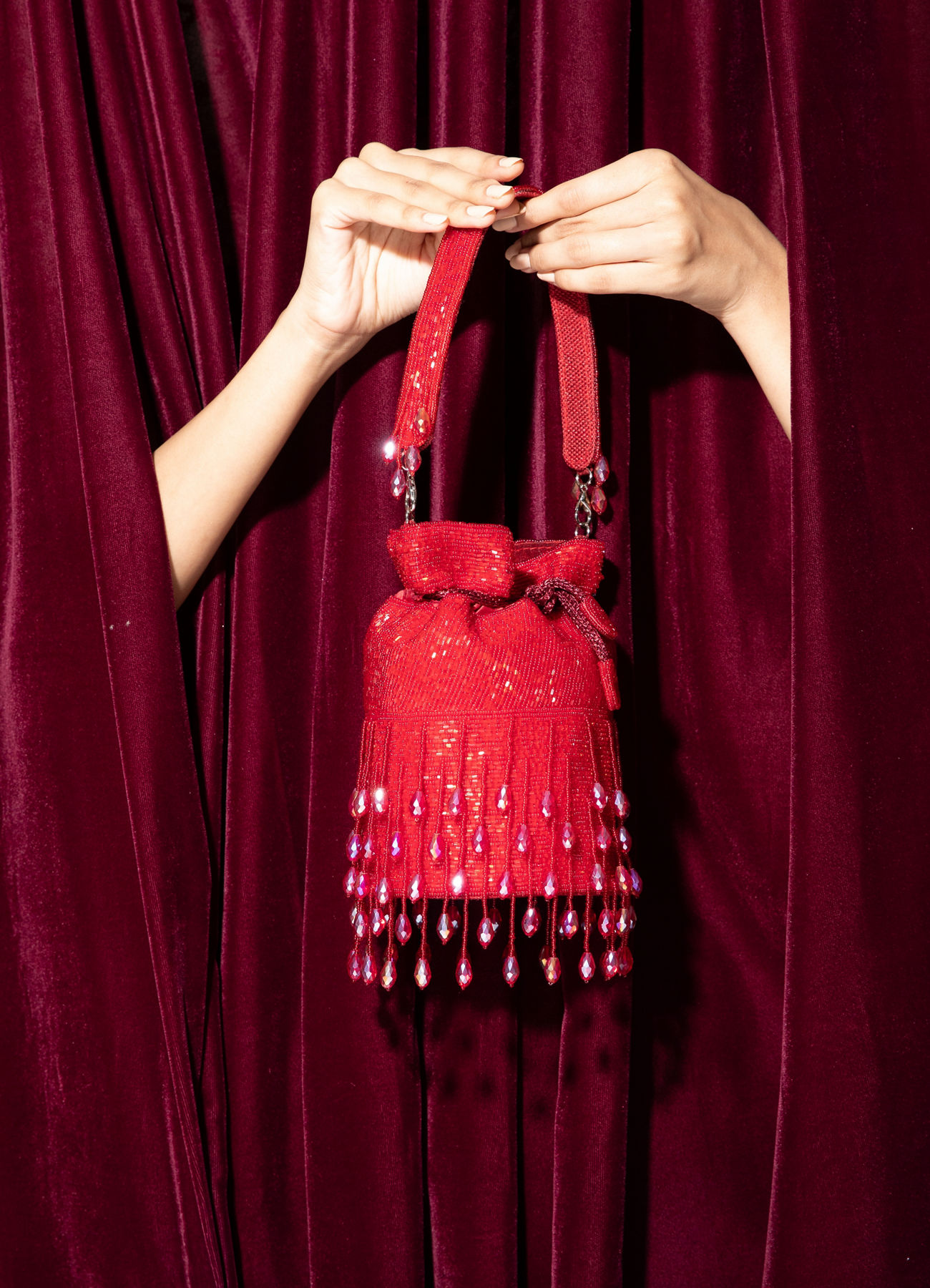 Mohey Women Radiant Red Festive Potli Bag