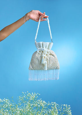 Mohey Women Ethereal Cream Occasion Potli Bag