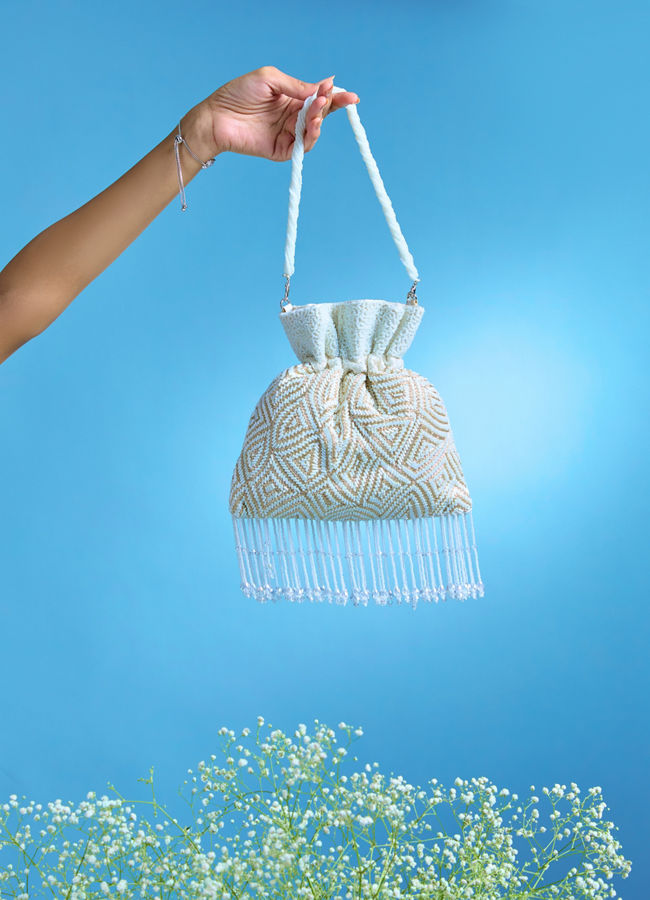 Mohey Women Ethereal Cream Occasion Potli Bag