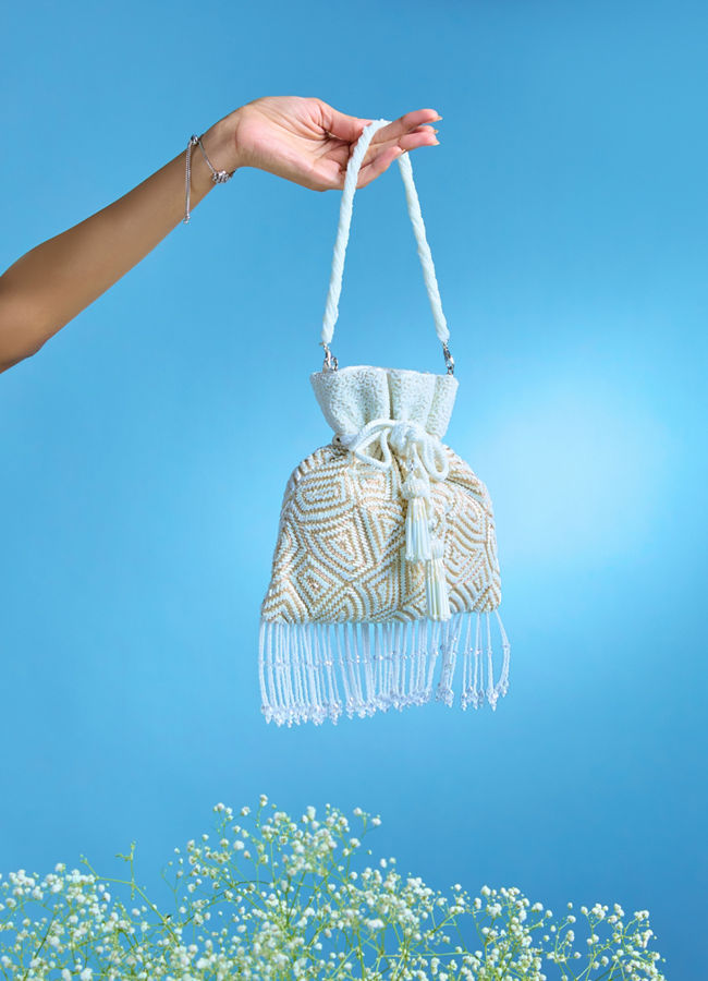 Mohey Women Ethereal Cream Occasion Potli Bag