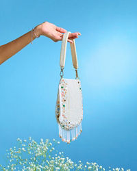 Mohey Women Charmful Cream Tussar Silk Potli Bag