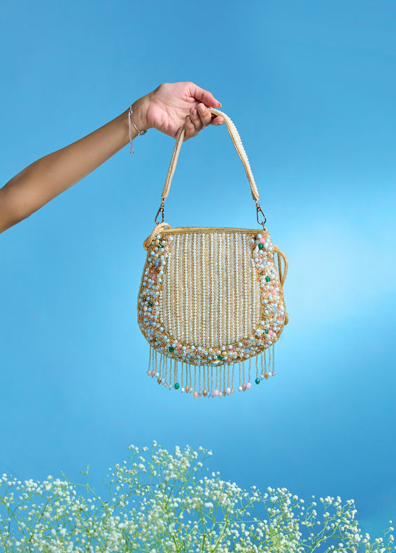 Mohey Women Intricate Fawn Art Silk Bag