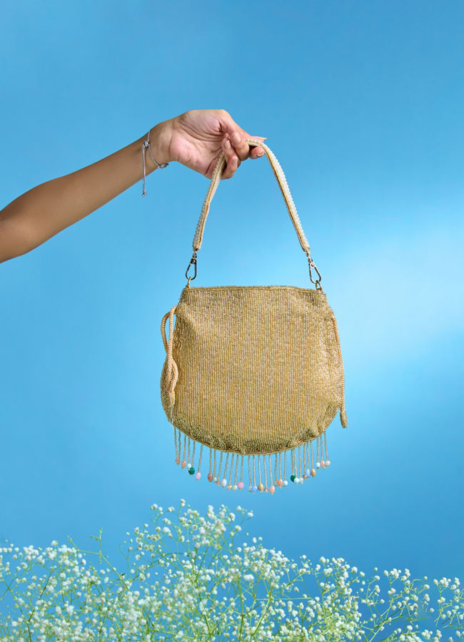 Mohey Women Intricate Fawn Art Silk Bag