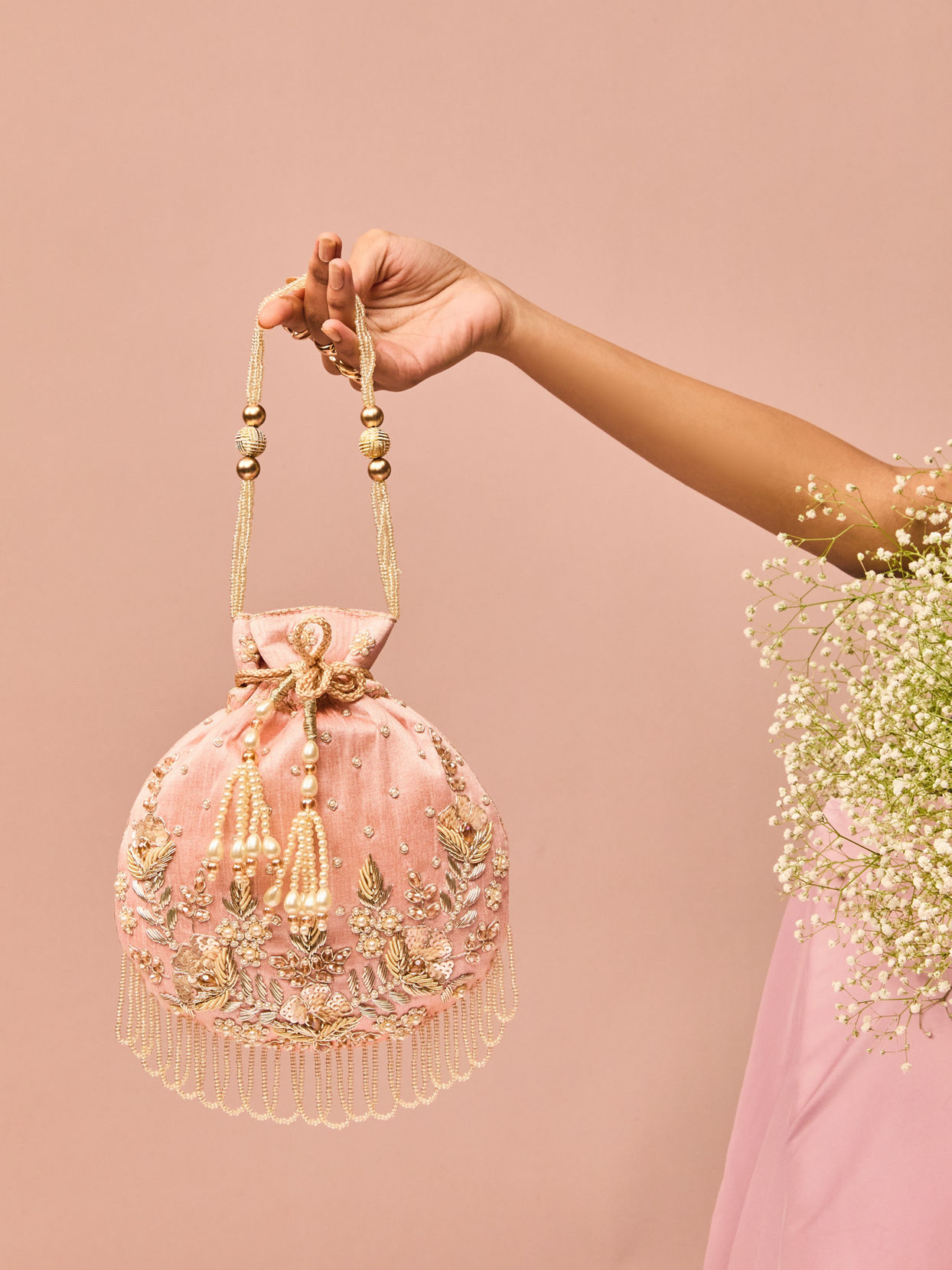 Mohey Women Pink Elegance Potli Bag