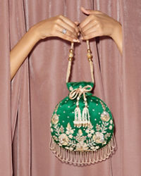 Mohey Women Emerald Charm Potli Bag