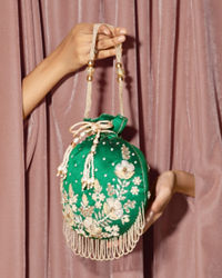 Mohey Women Emerald Charm Potli Bag