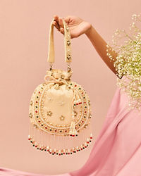 Mohey Women Glistening Cream Celebration Bag