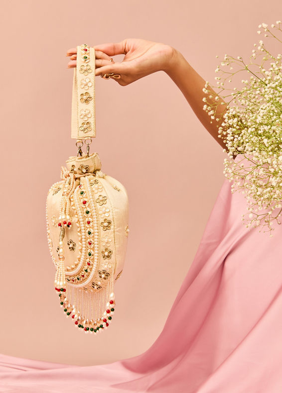 Mohey Women Glistening Cream Celebration Bag