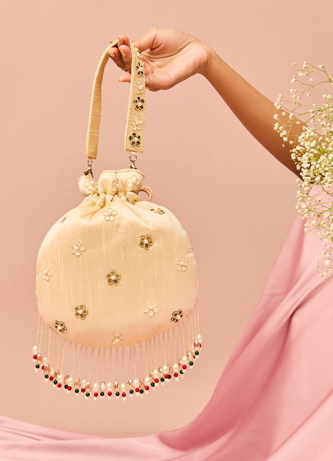 Mohey Women Glistening Cream Celebration Bag
