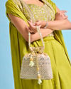 Mohey Women Cream Art Silk Elegance Bag