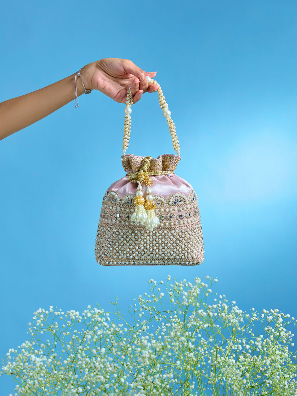 Mohey Women Dusty Pink Elegance Potli Bag