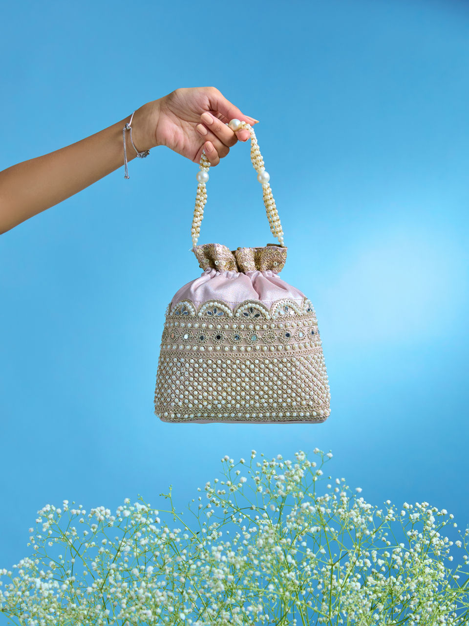 Mohey Women Dusty Pink Elegance Potli Bag