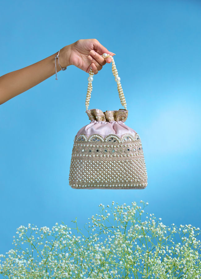 Mohey Women Dusty Pink Elegance Potli Bag