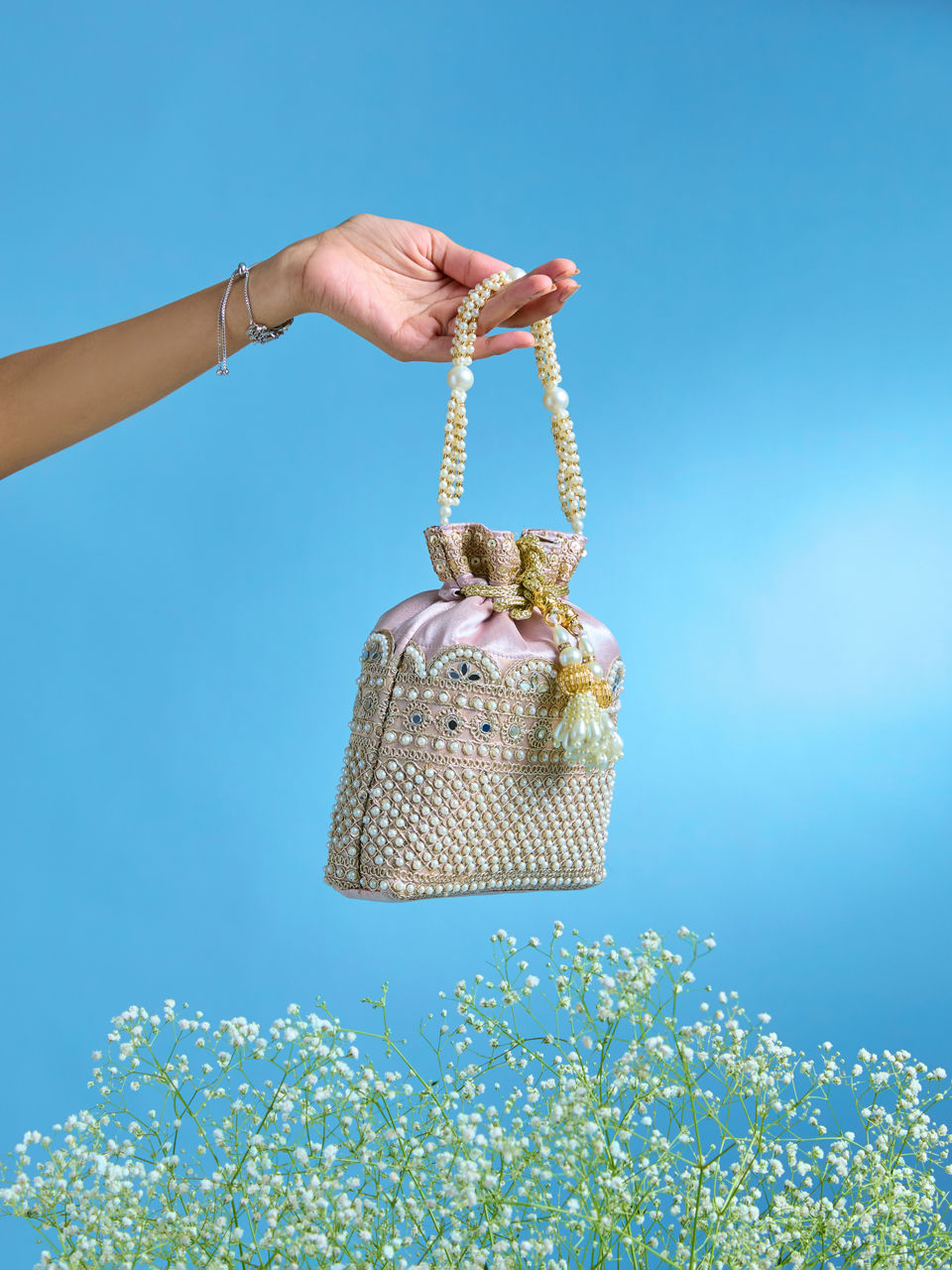 Mohey Women Dusty Pink Elegance Potli Bag