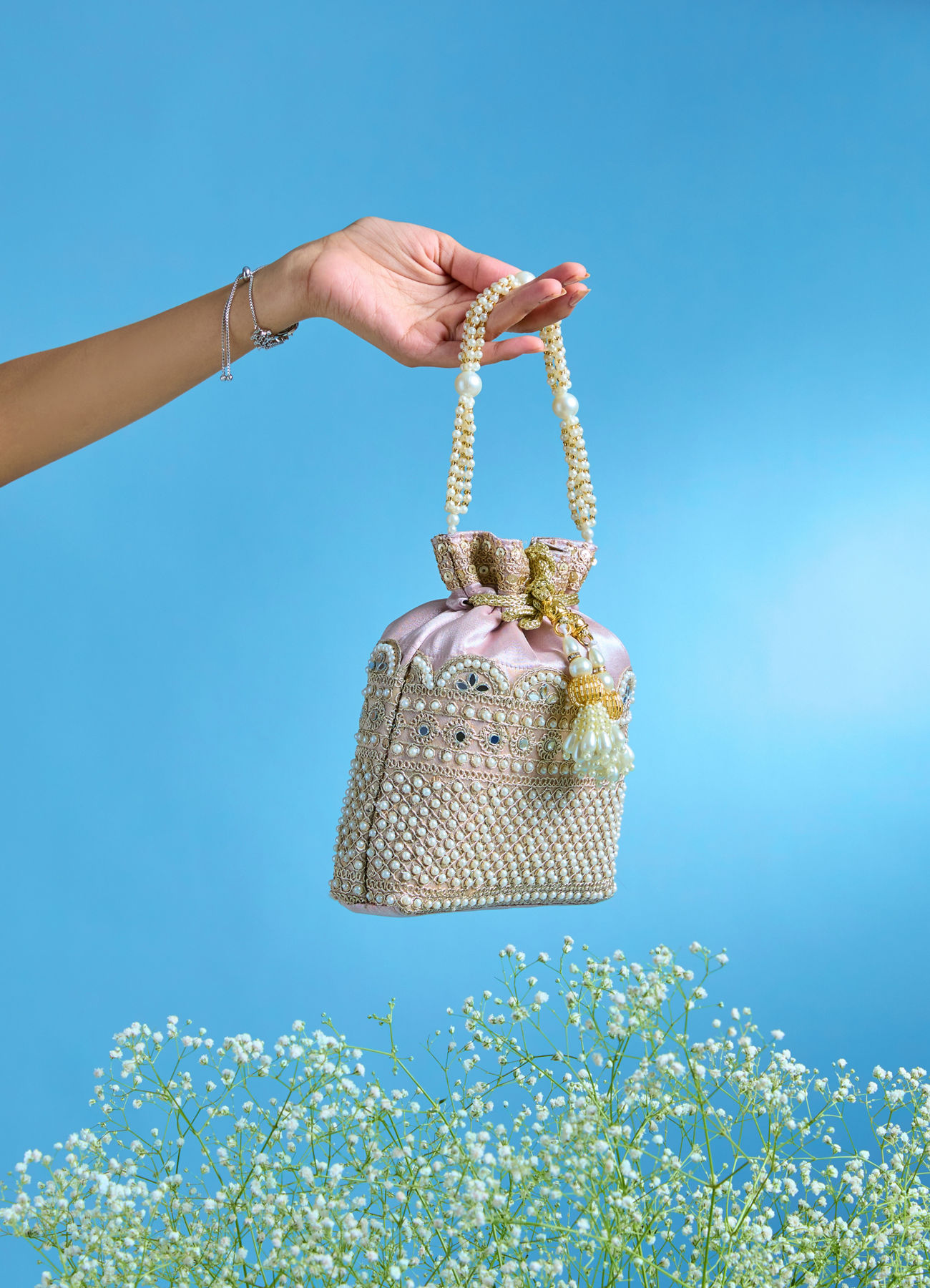 Mohey Women Dusty Pink Elegance Potli Bag