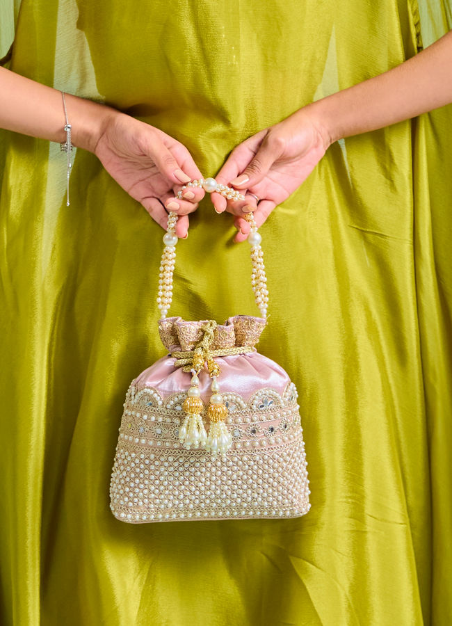 Mohey Women Dusty Pink Elegance Potli Bag