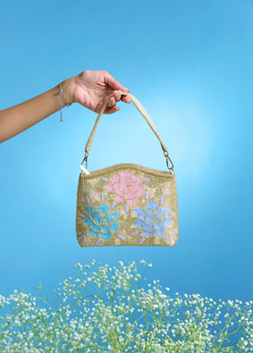 Mohey Women Beige Opulence Silk Bag