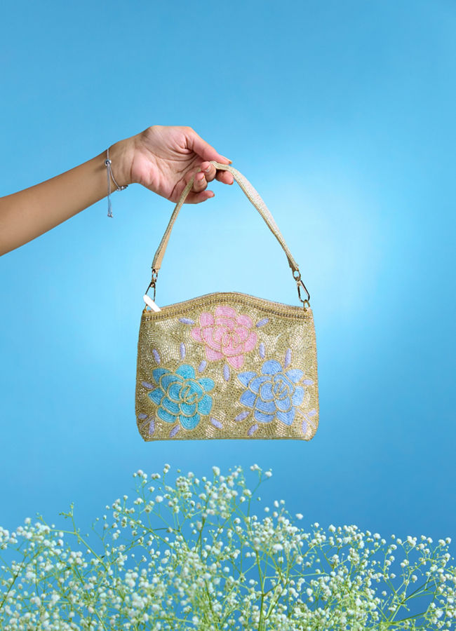 Mohey Women Beige Opulence Silk Bag