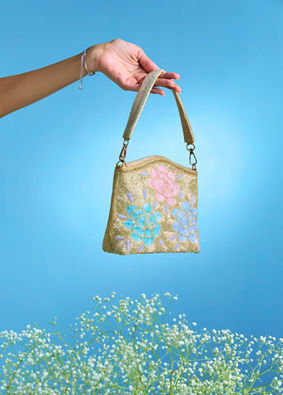 Mohey Women Beige Opulence Silk Bag