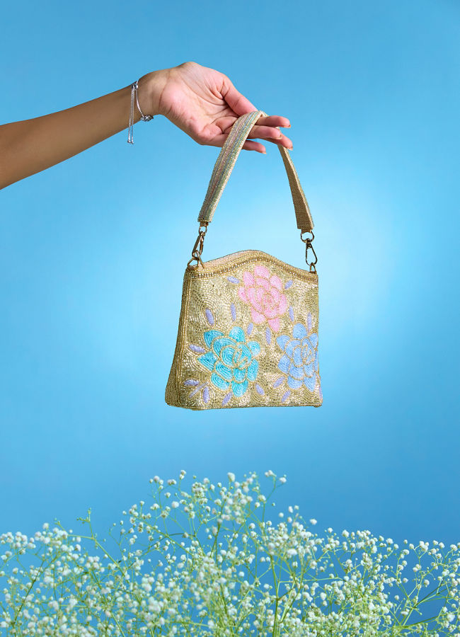 Mohey Women Beige Opulence Silk Bag