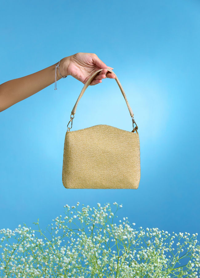Mohey Women Beige Opulence Silk Bag