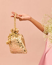 Mohey Women Golden Elegance Velvet Potli Bag