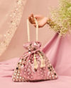 Mohey Women Dusty Pink Velvet Potli Bag