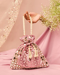 Mohey Women Dusty Pink Velvet Potli Bag