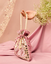Mohey Women Dusty Pink Velvet Potli Bag