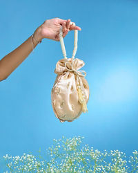 Mohey Women Elegant Beige Satin Potli Bag