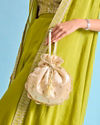 Mohey Women Elegant Beige Satin Potli Bag